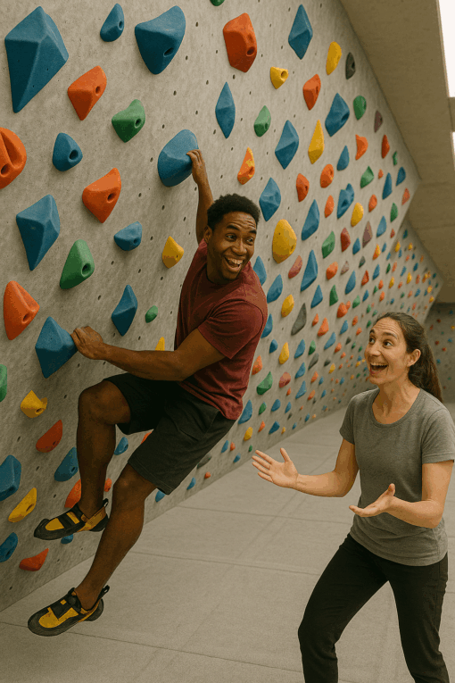 Eine Coaching-Situation in einer Boulderhalle