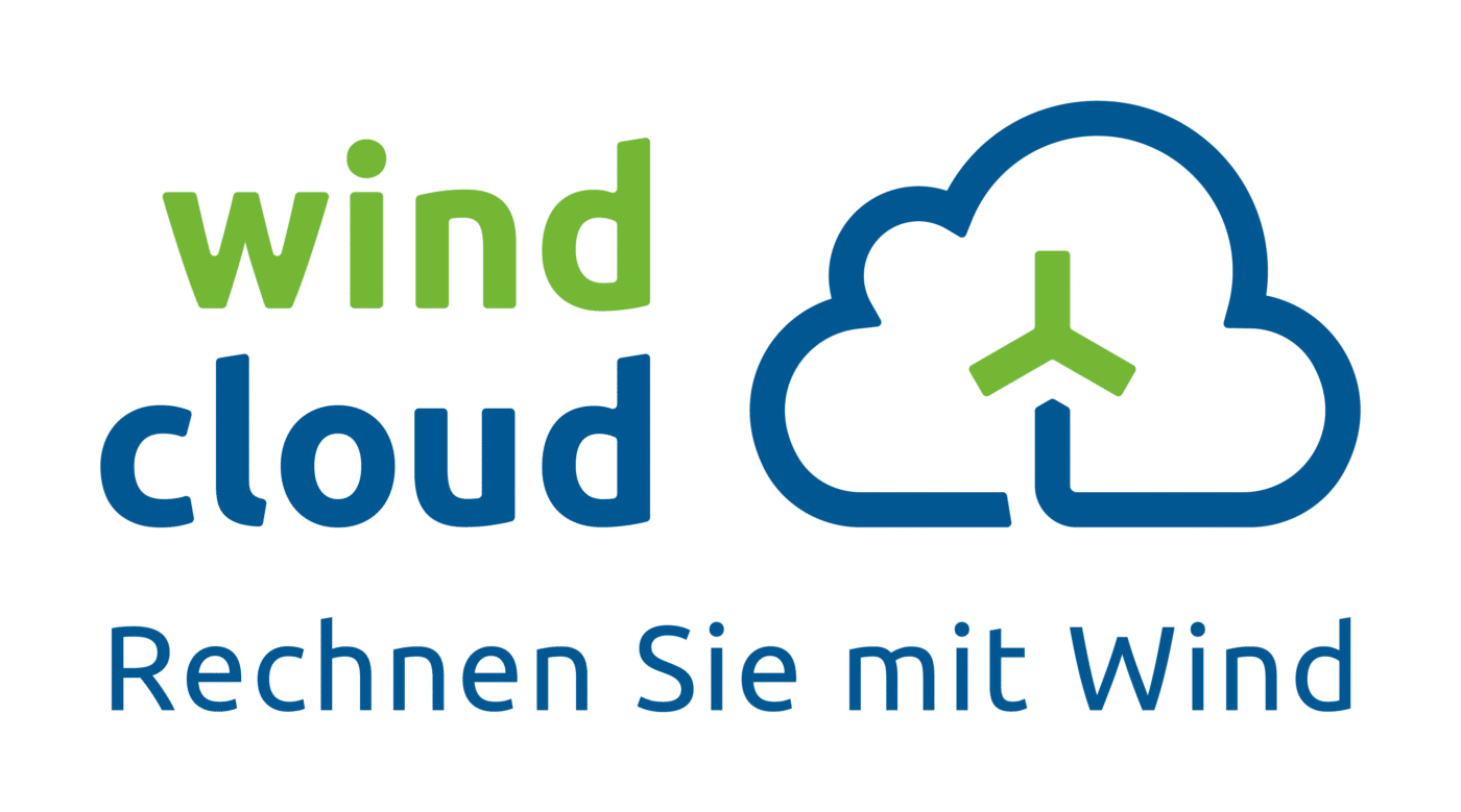Windcloud Wort-Bildmarke mit Claim "Rechnen Sie mit Wind"